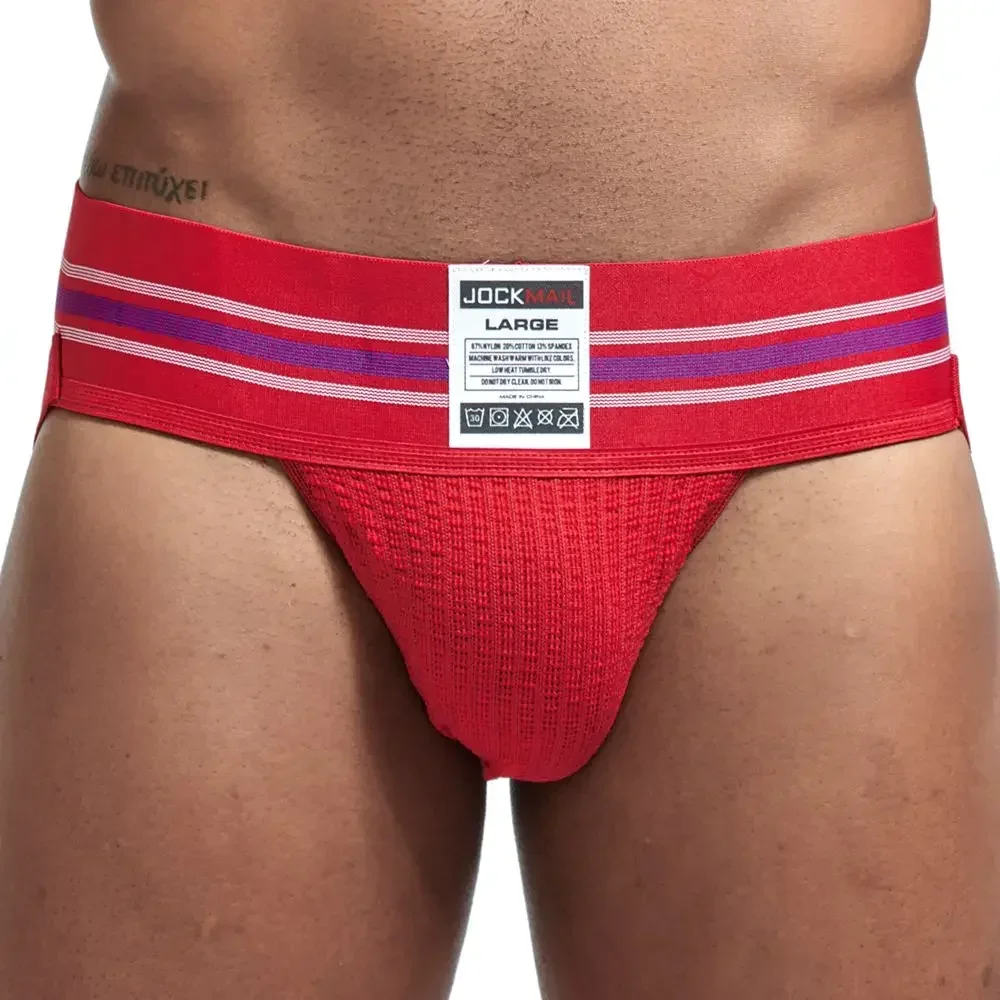 Męska bielizna JOCKMAIL – seksowny jockstrap z wyprofilowaną sakiewką Jm223red