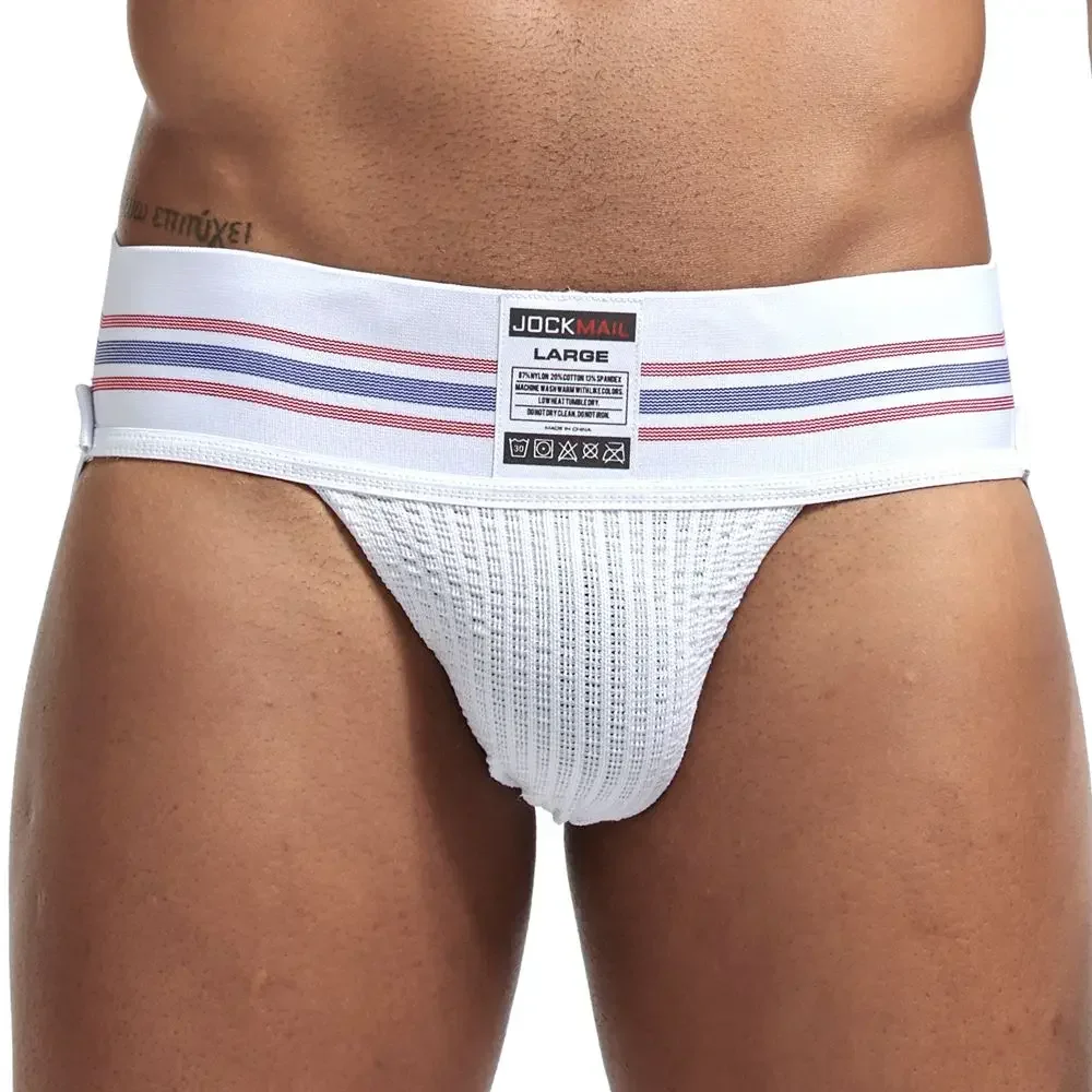 Męska bielizna JOCKMAIL – seksowny jockstrap z wyprofilowaną sakiewką Jm223white