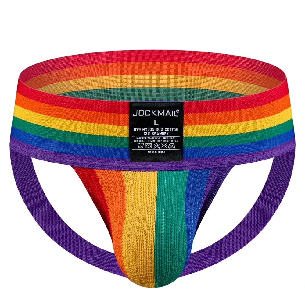 Męska bielizna jockstrap z szerokim pasem w talii Jm235rainbow