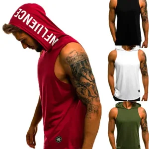 Męska bluza bez rękawów do fitnessu i na siłownię Szary