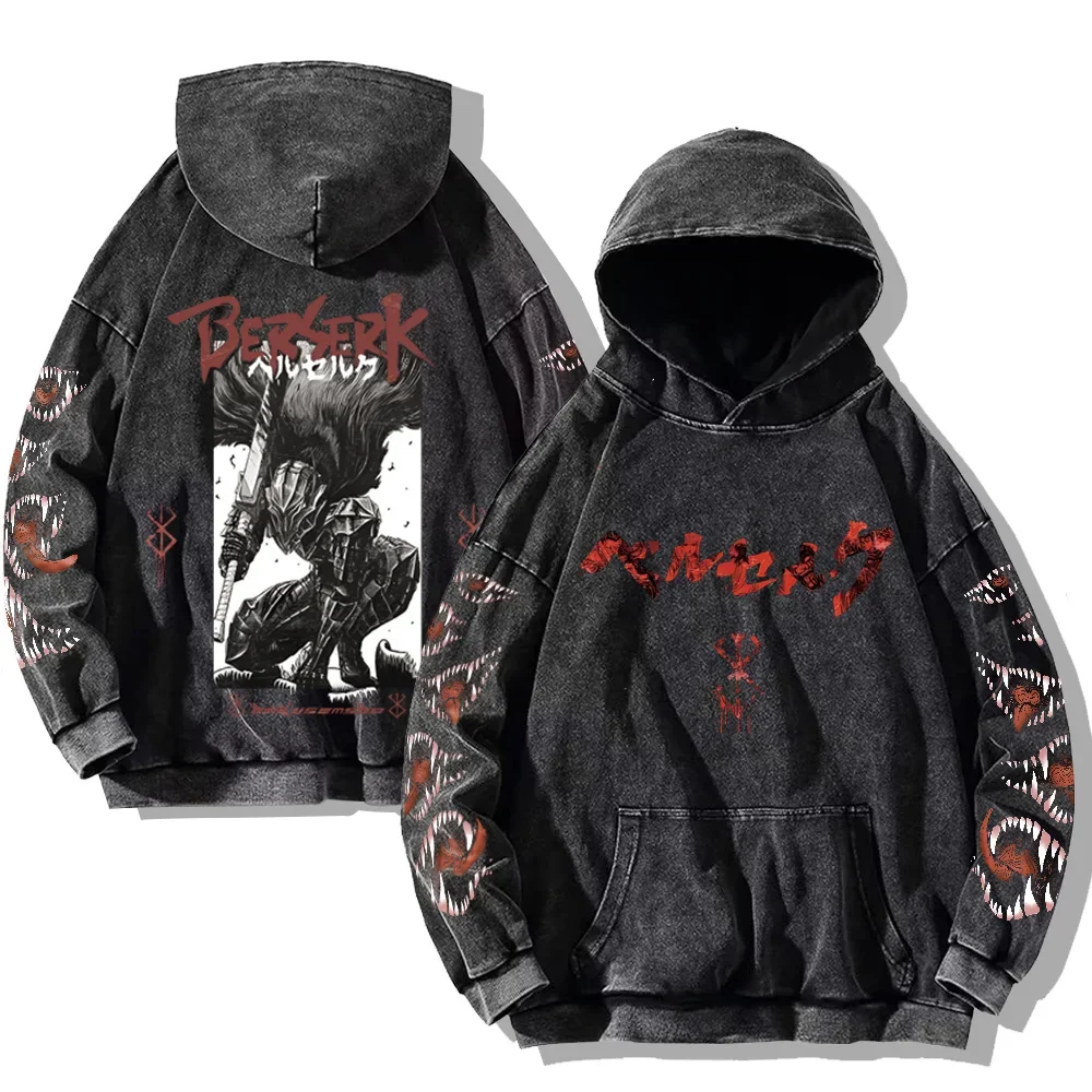 Męska bluza z kapturem Berserk z gotyckim nadrukiem vintage Style12