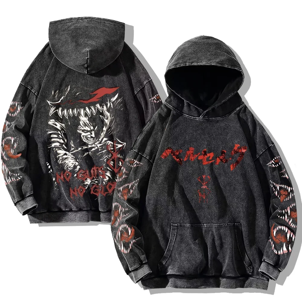 Męska bluza z kapturem Berserk z gotyckim nadrukiem vintage Style13