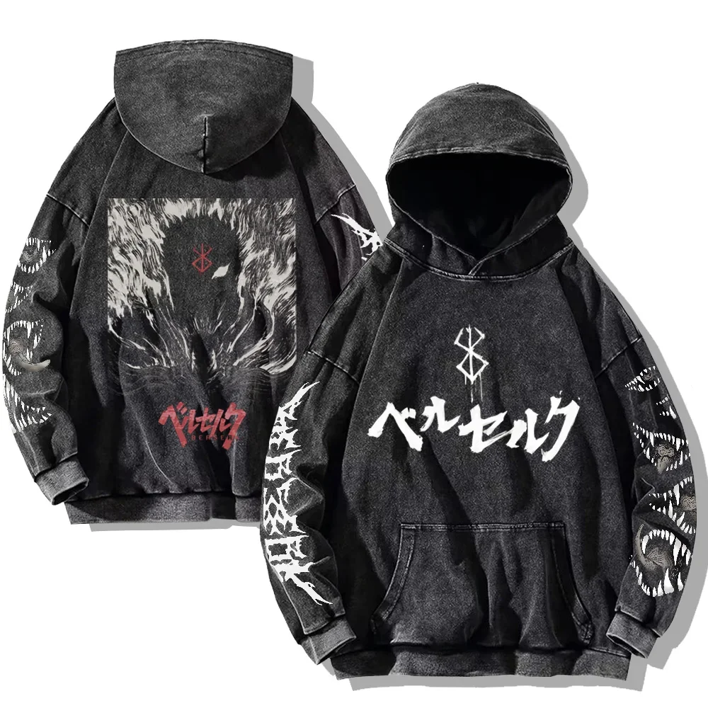 Męska bluza z kapturem Berserk z gotyckim nadrukiem vintage Style21