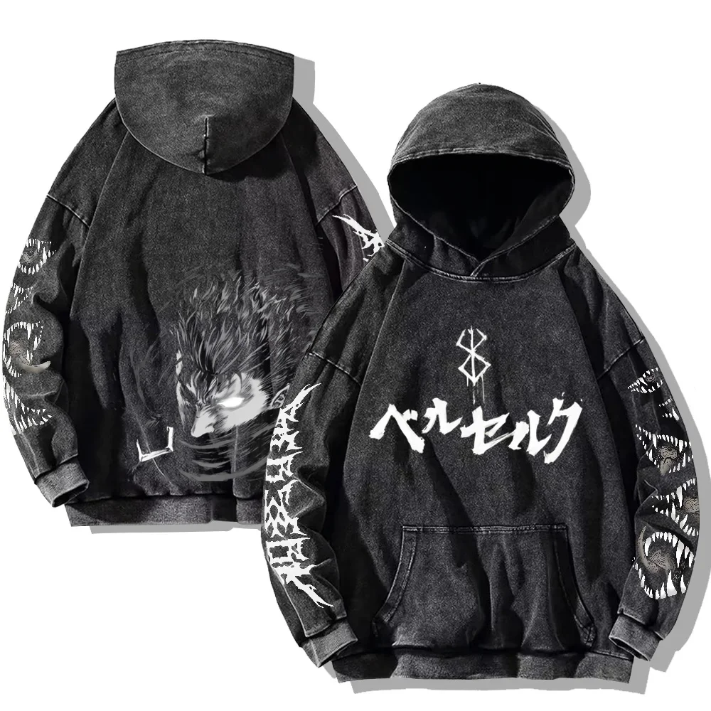 Męska bluza z kapturem Berserk z gotyckim nadrukiem vintage Style22