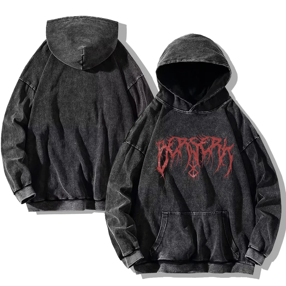Męska bluza z kapturem Berserk z gotyckim nadrukiem vintage Style24
