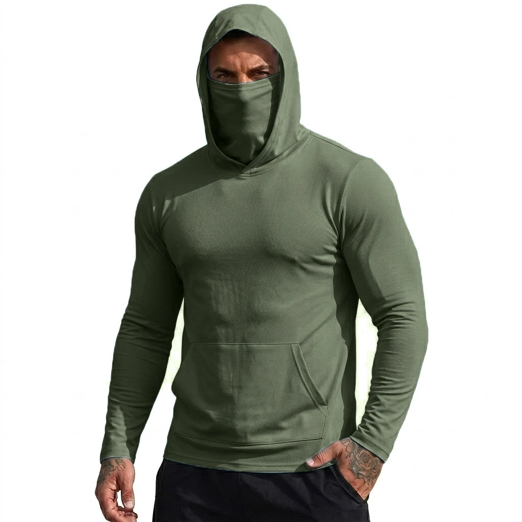 Męska bluza z kapturem z filtrem UV, szybkoschnąca Khaki