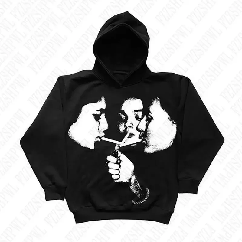 Męska bluza z kapturem w stylu gotyckim streetwear 1