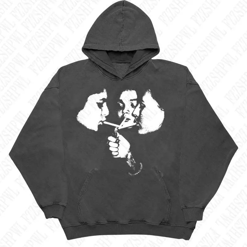 Męska bluza z kapturem w stylu gotyckim streetwear 4