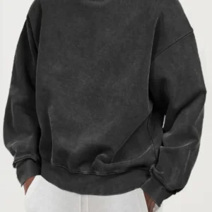 Męska bluza z kapturem z grubej bawełny w stylu vintage oversize Czarny