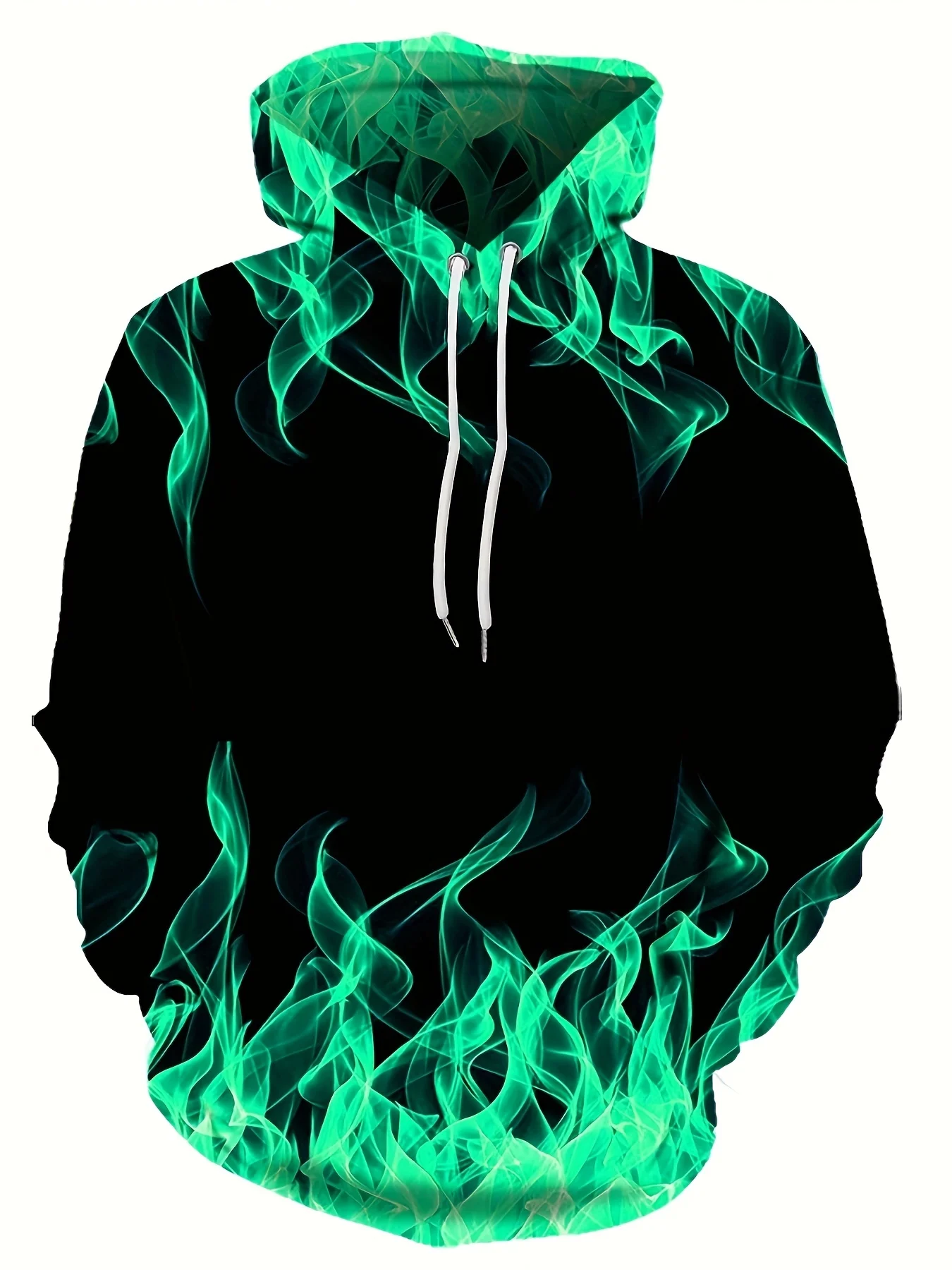 Męska bluza z kapturem z nadrukiem 3D płomieni oversize Lmxqh2024171z5