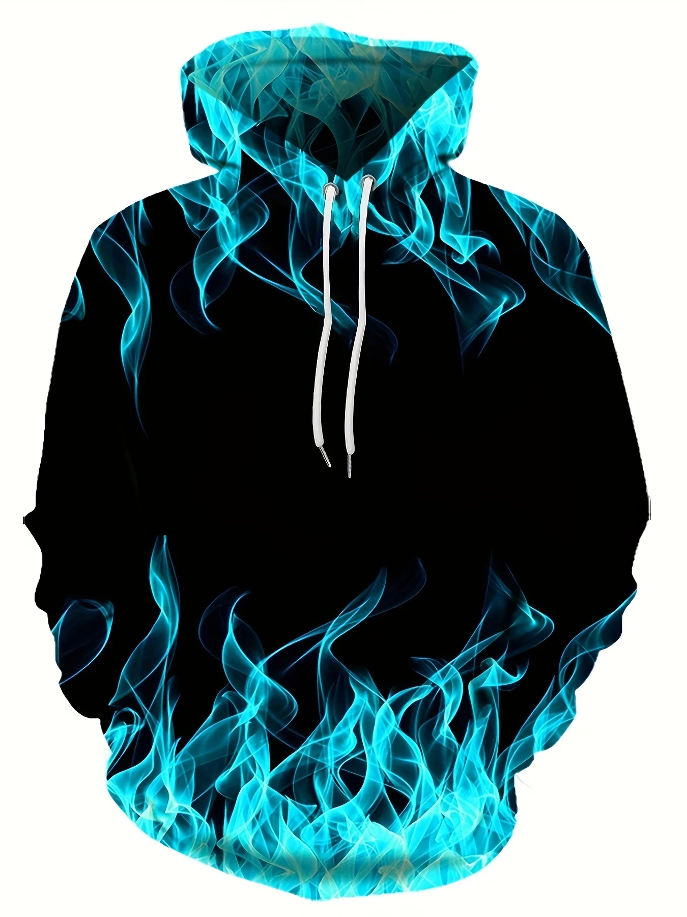 Męska bluza z kapturem z nadrukiem 3D płomieni oversize Lmxqh2024171z6