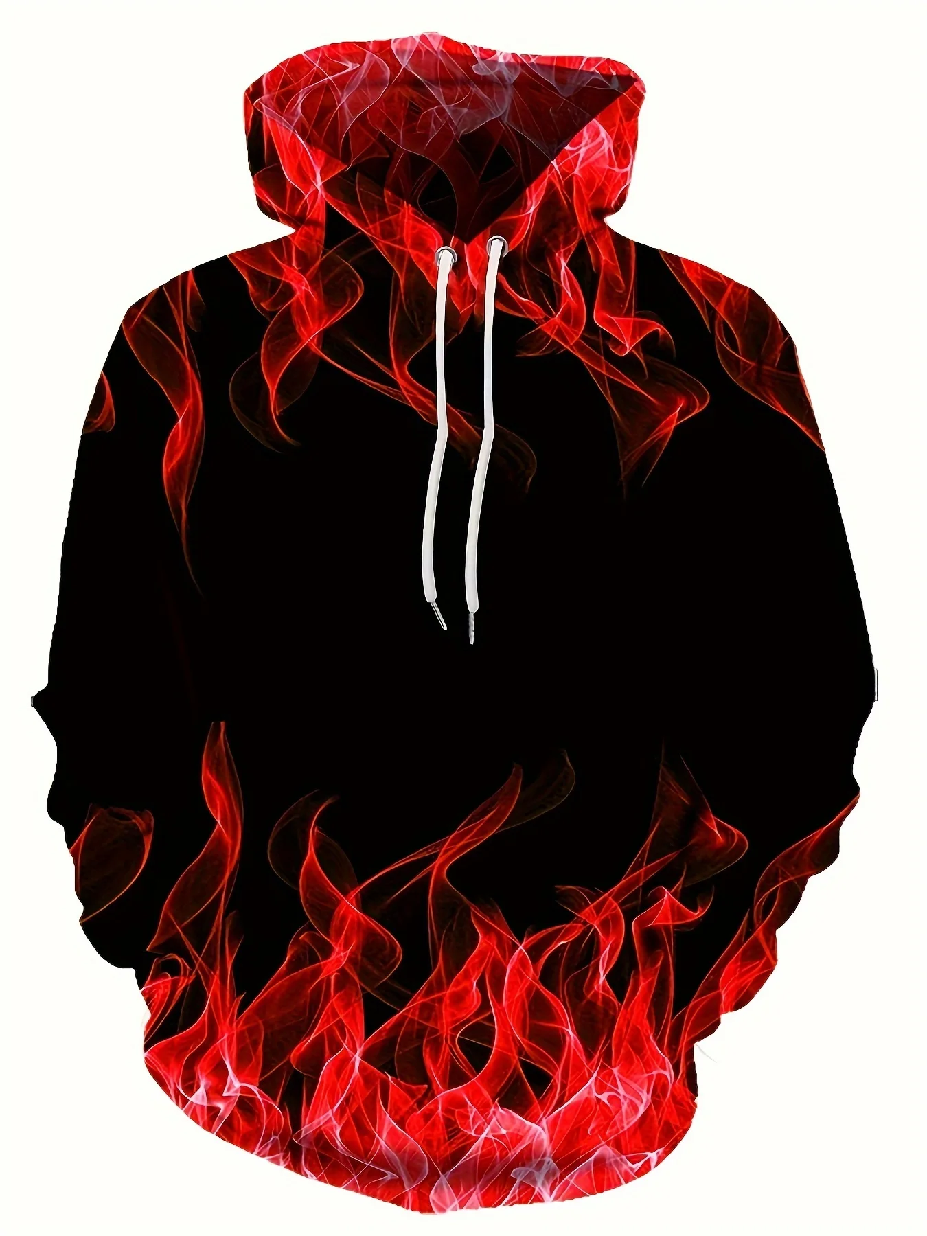Męska bluza z kapturem z nadrukiem 3D płomieni oversize Lmxqh2024171z9