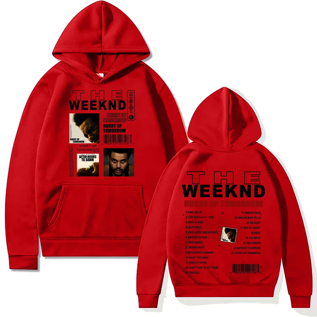 Męska bluza z nadrukiem The Weeknd Hurry Up Tomorrow Czerwony8