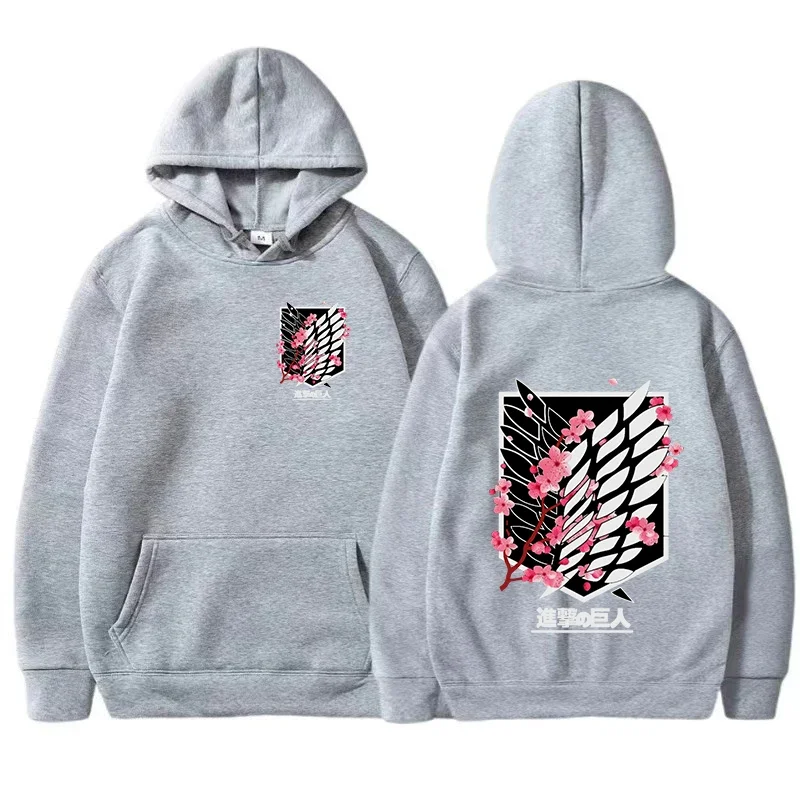 Męska bluza z kapturem z nadrukiem anime w stylu streetwear Gray(