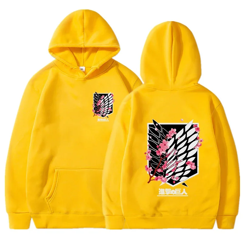 Męska bluza z kapturem z nadrukiem anime w stylu streetwear Żółty