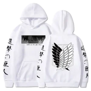 Męska bluza z kapturem Atak Tytanów z nadrukiem anime Biały