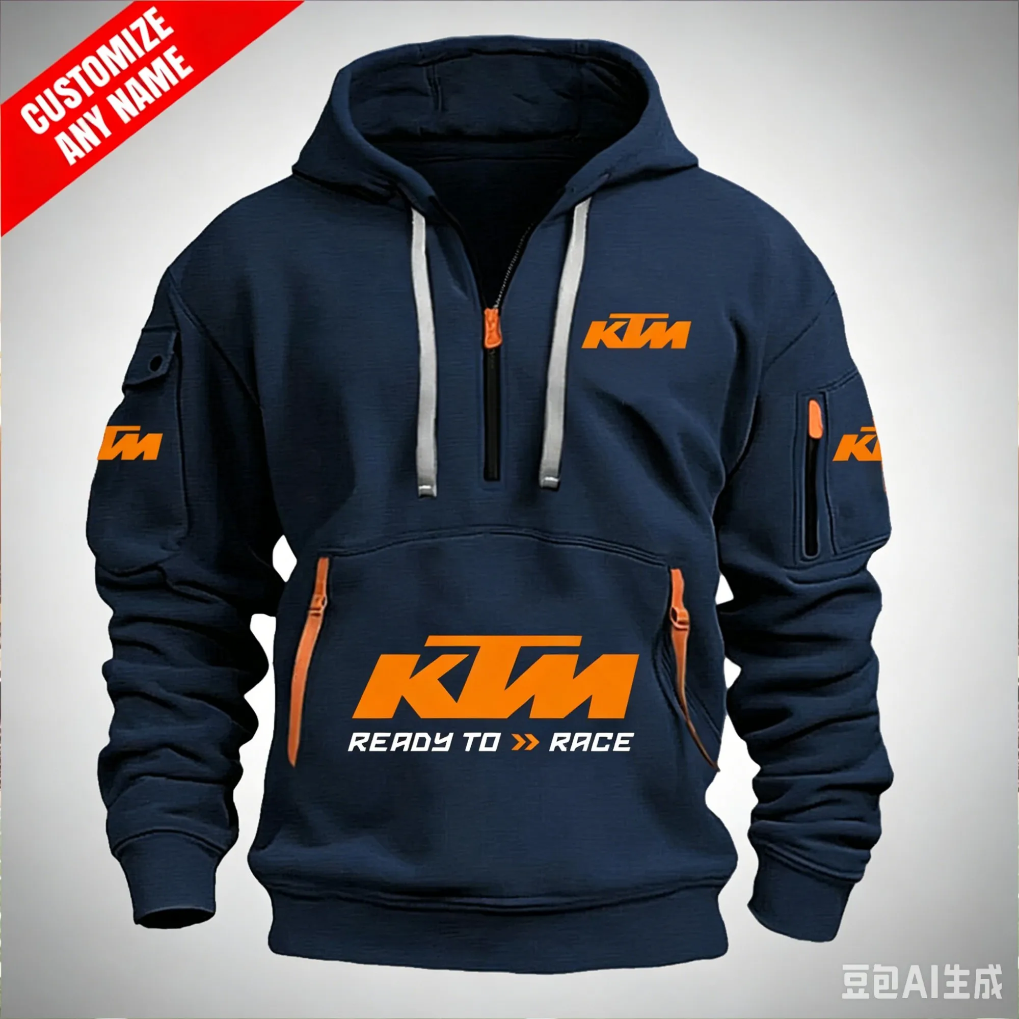 Męska bluza z kapturem motocyklowa half-zip Color6