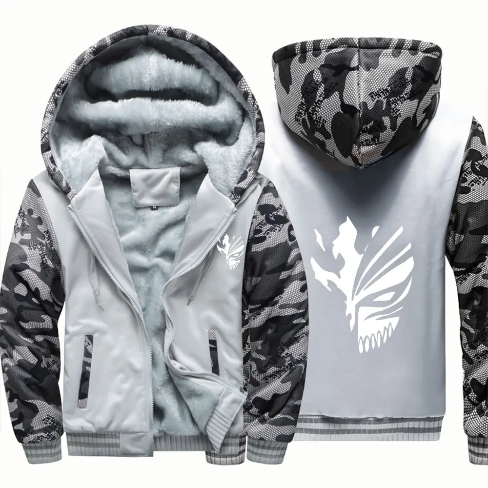 Męska bluza z kapturem na zamek, ciepła i polarowa Greycamo