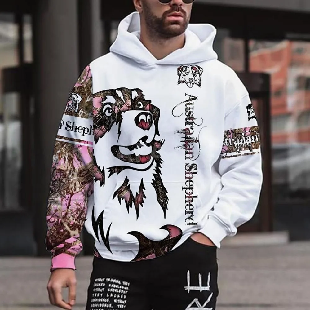 Męska bluza z kapturem ze zwierzęcym nadrukiem street style Yhkg2385akw5
