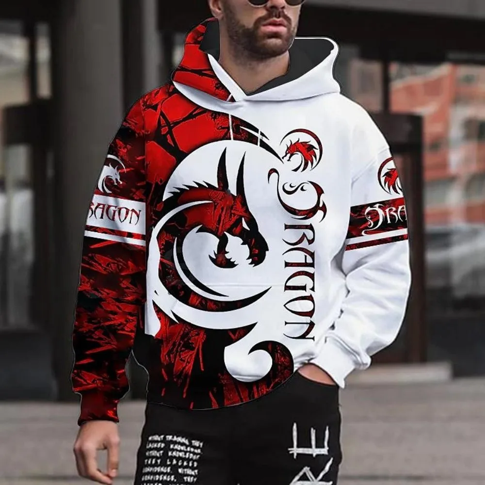 Męska bluza z kapturem ze zwierzęcym nadrukiem street style Yhkg2385e9nn
