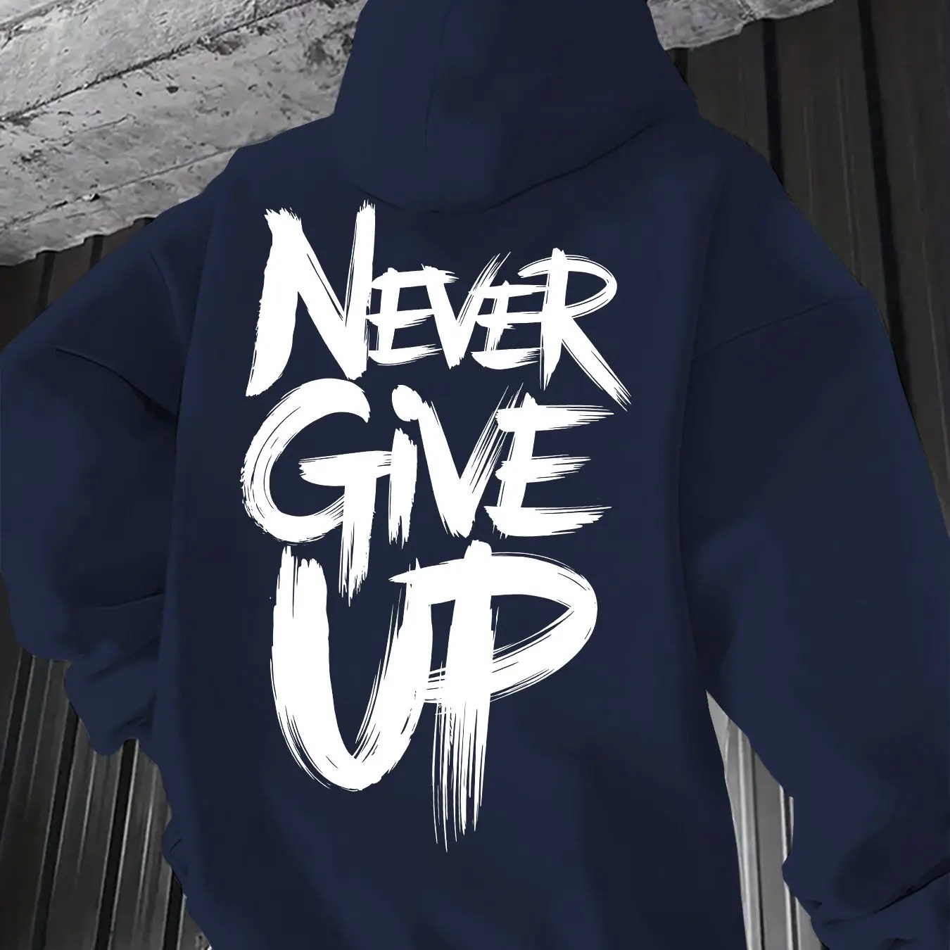 Męska bluza z kapturem z napisem w stylu streetwear Granatowy