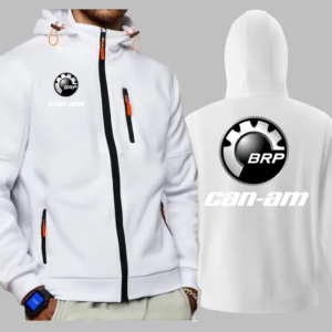 Męska bluza z kapturem outdoor z kieszeniami na zamek Biały