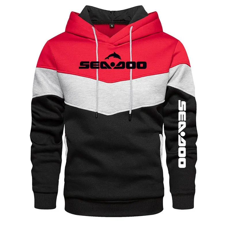 Męska bluza z kapturem w sportowym stylu Czerwony