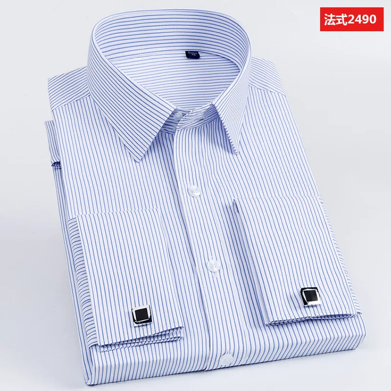 Męska elegancka koszula w paski z długim rękawem 2490