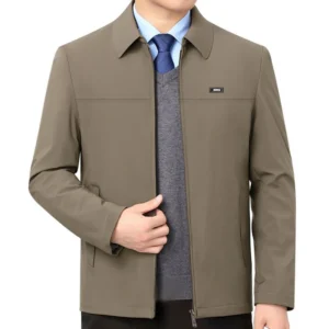 Męska elegancka kurtka marynarka na zamek Khaki