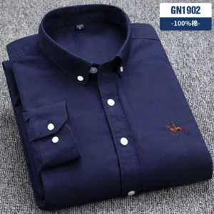 Męska koszula bawełniana Oxford z długim rękawem, slim fit Tx