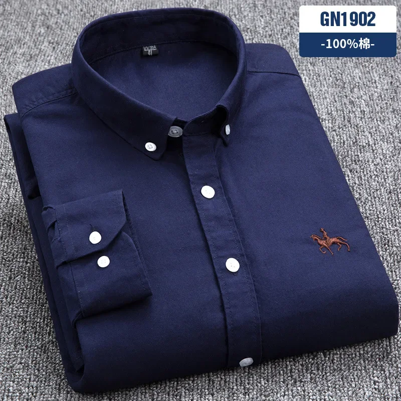 Męska koszula bawełniana Oxford z długim rękawem, slim fit Tx
