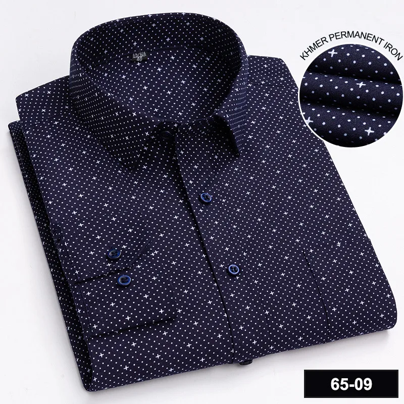 Męska koszula z długim rękawem w kratę slim fit 09