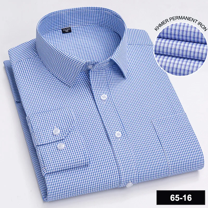 Męska koszula z długim rękawem w kratę slim fit 16