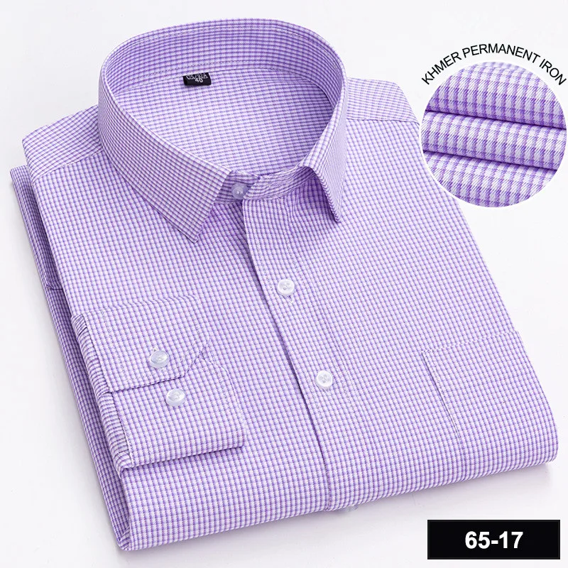 Męska koszula z długim rękawem w kratę slim fit 17