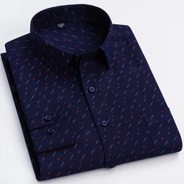 Męska koszula z długim rękawem w kratę slim fit 03