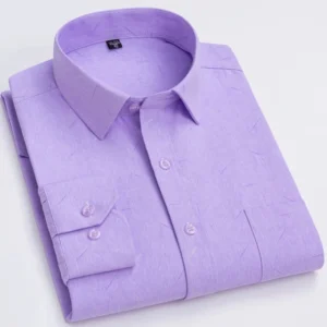 Męska koszula z długim rękawem w kratę slim fit 07
