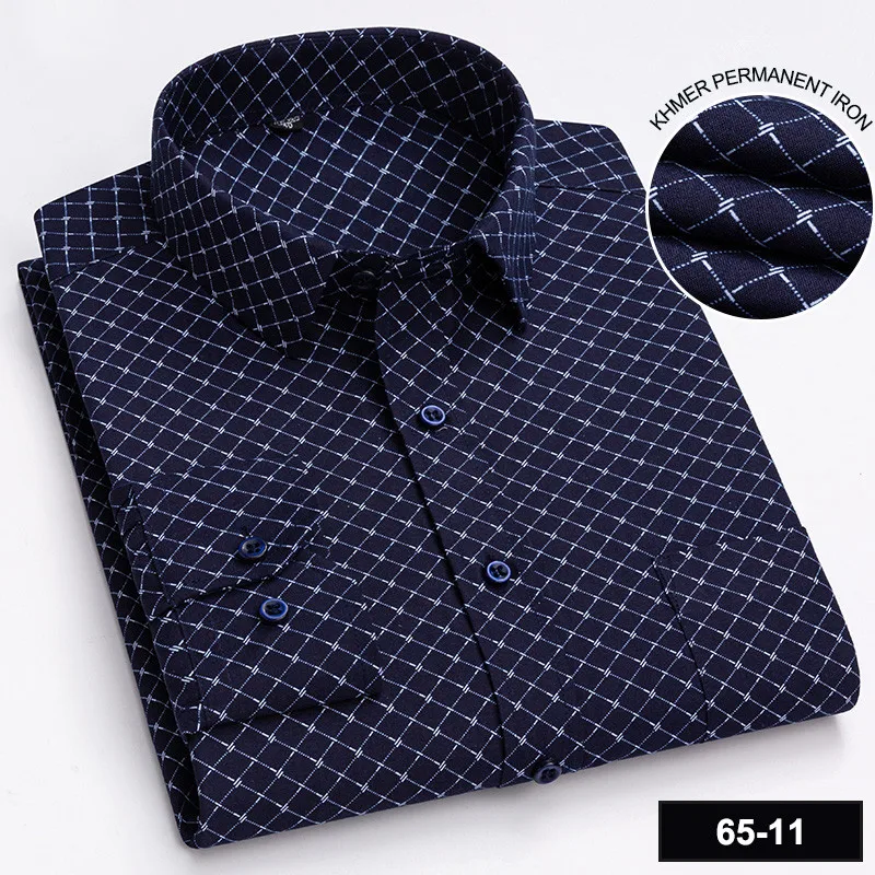 Męska koszula z długim rękawem w kratę slim fit 11