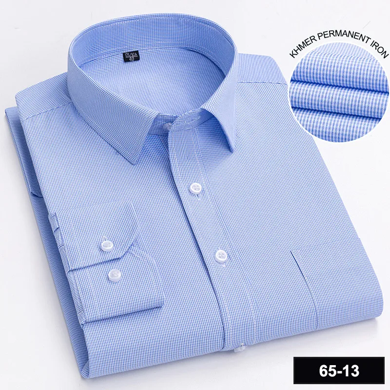 Męska koszula z długim rękawem w kratę slim fit 13