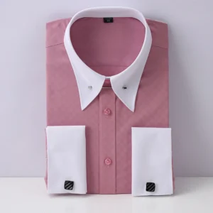 Elegancka męska koszula z długim rękawem i spinkami do mankietów 4