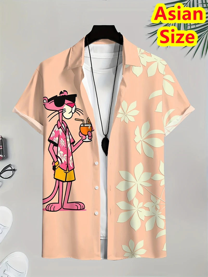 Męska koszula z krótkim rękawem z nadrukiem tygrysa, styl Y2K Shirts nxh