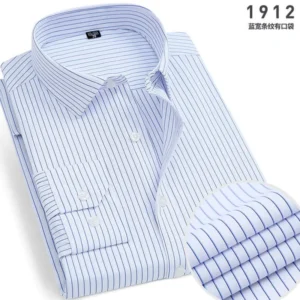 Męska koszula w paski o kroju slim fit niewymagająca prasowania 4