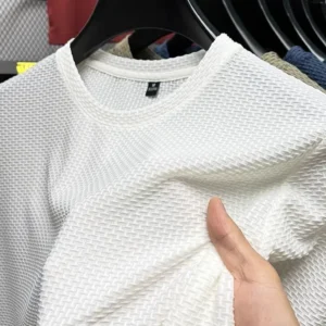 Męska koszulka z chłodzącej siateczki bambusowej – letni T-shirt Biały