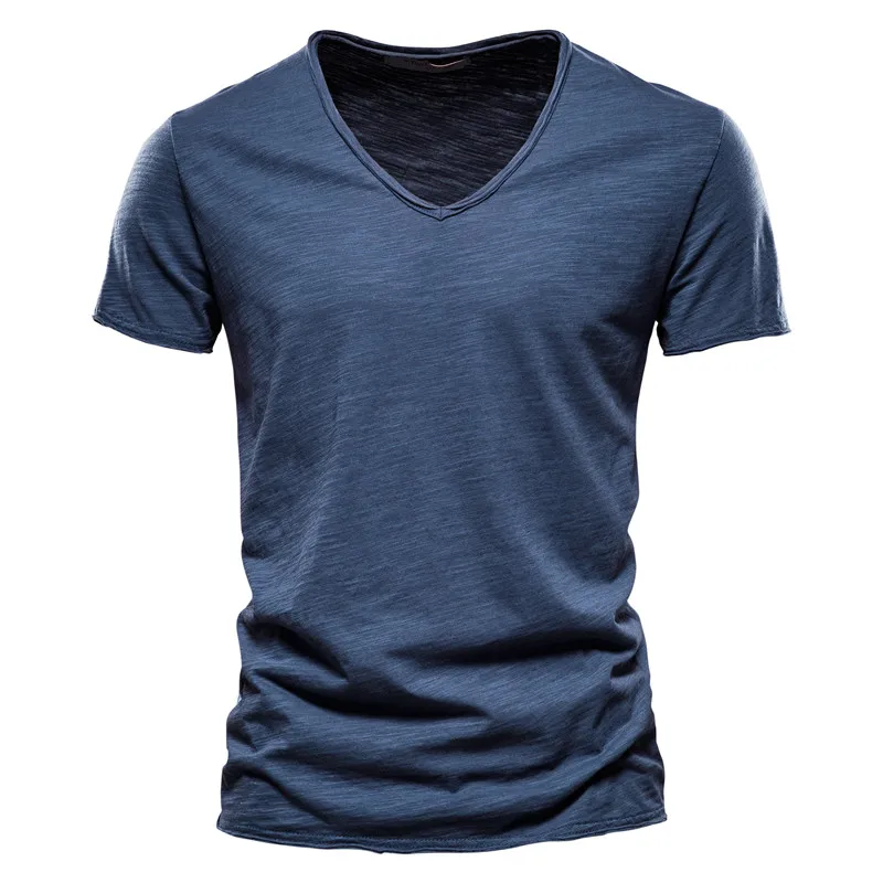 Męska koszulka AIOPESON z bawełny, krój slim fit F038 o lightgreen