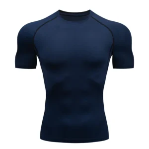 Męska koszulka kompresyjna z krótkim rękawem na siłownię Ciemnoniebieski
