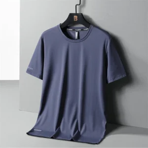 Męska koszulka z lodowego jedwabiu plus size do 8XL Ciemnoszary