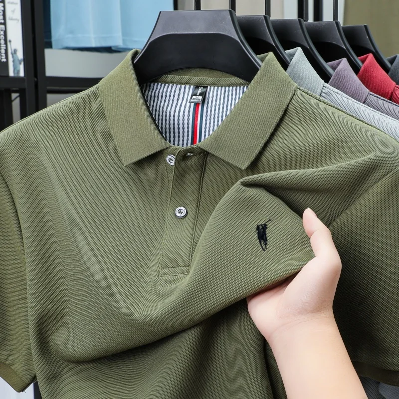 Męska koszulka polo z krótkim rękawem 100% bawełna Khaki
