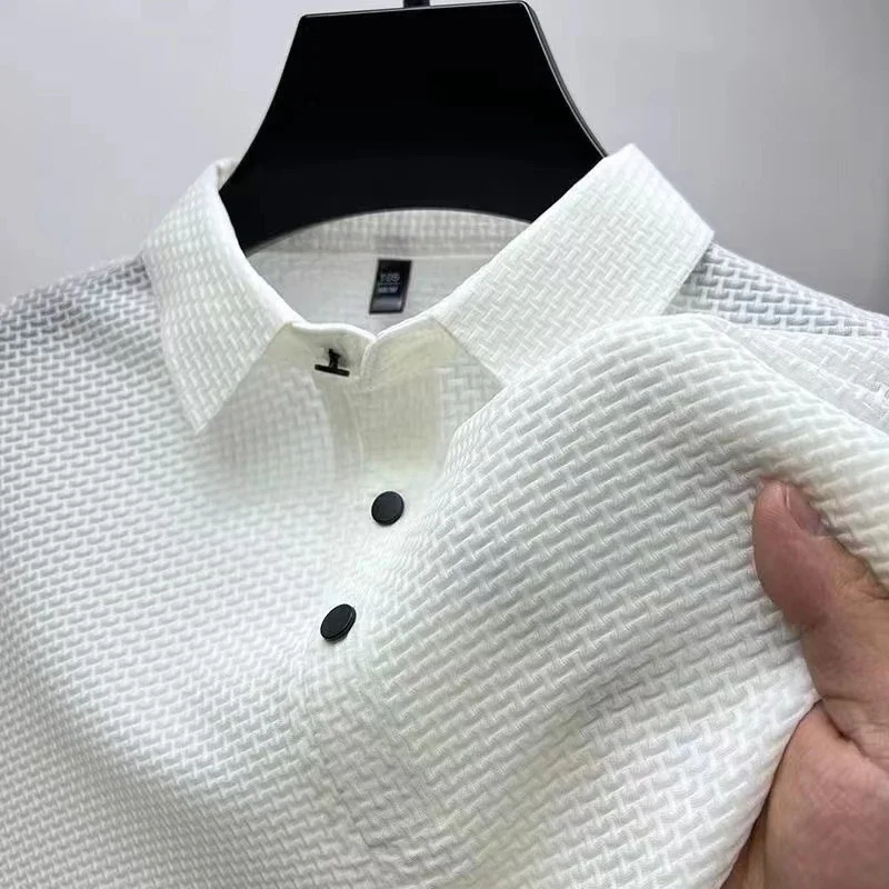 Męska koszulka polo z krótkim rękawem - elegancka na lato Biały