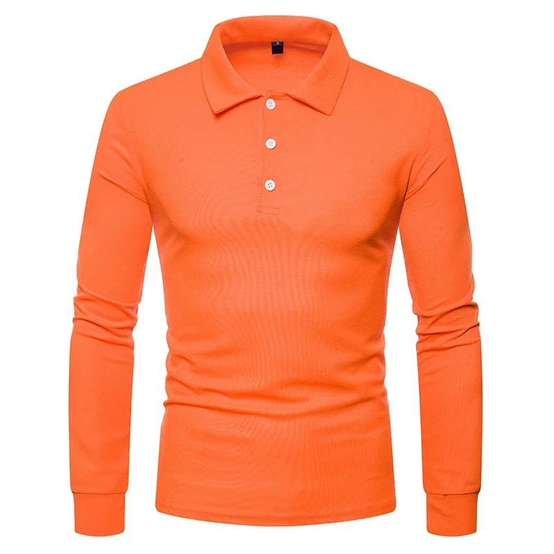 Męska koszulka polo z długim rękawem slim fit Pomarańczowy