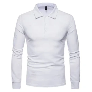 Męska koszulka polo z długim rękawem slim fit Biały