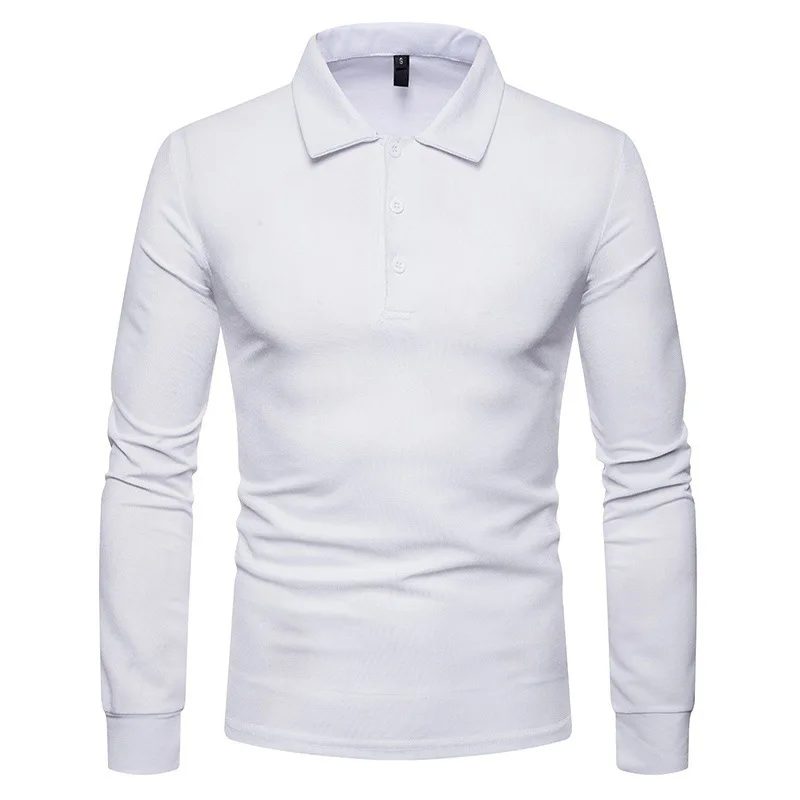 Męska koszulka polo z długim rękawem slim fit Biały
